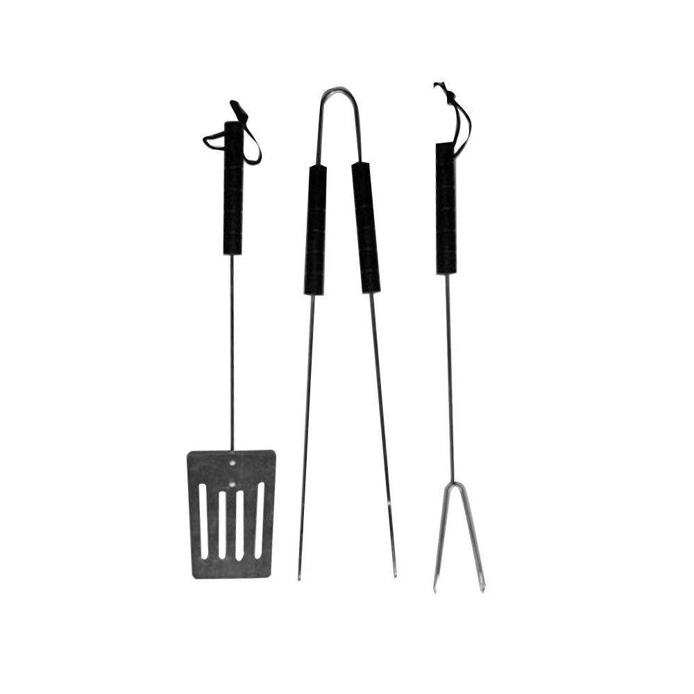 Σετ 3 εργαλεία BBQ ανοξείδωτα με μαύρη πλαστική λαβή 36cm TNS 31-950-0028