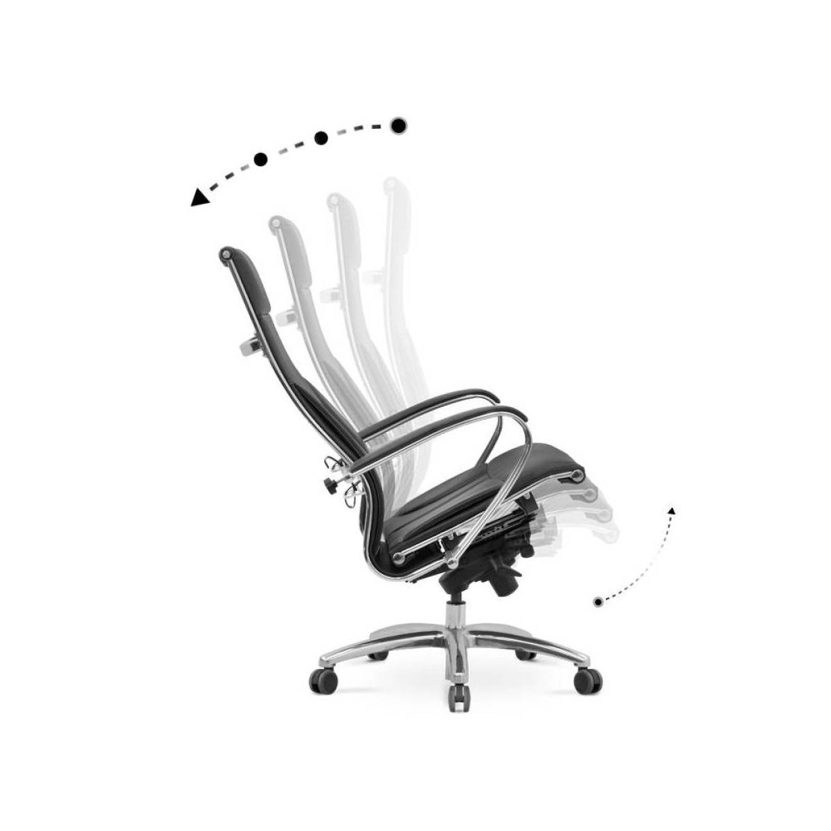 Καρέκλα γραφείου εργονομική Samurai-6  από τεχνόδερμα σε μαύρο 70x70x124/134εκ.
