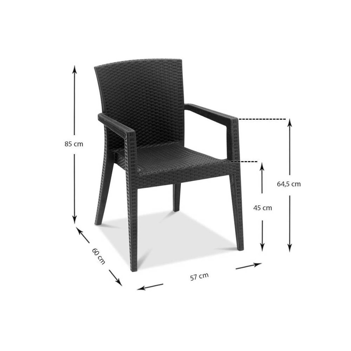 Πολυθρόνα κήπου Bali  από PP χρώμα ανθρακί 57x60x85εκ.