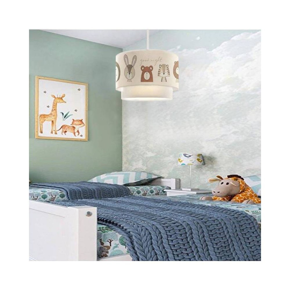 Φωτιστικό οροφής Goofy  υφασμάτινο μονόφωτο με χαριτωμένα ζωάκια 30x20x70εκ.