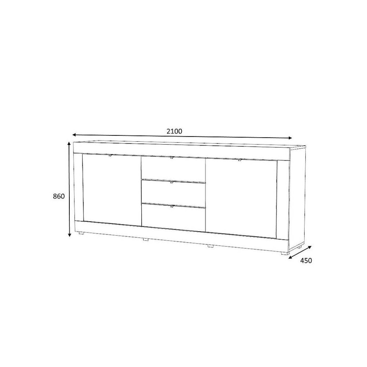 Μπουφές μελαμίνης Ocean  χρώμα sonoma 210x45x86εκ.