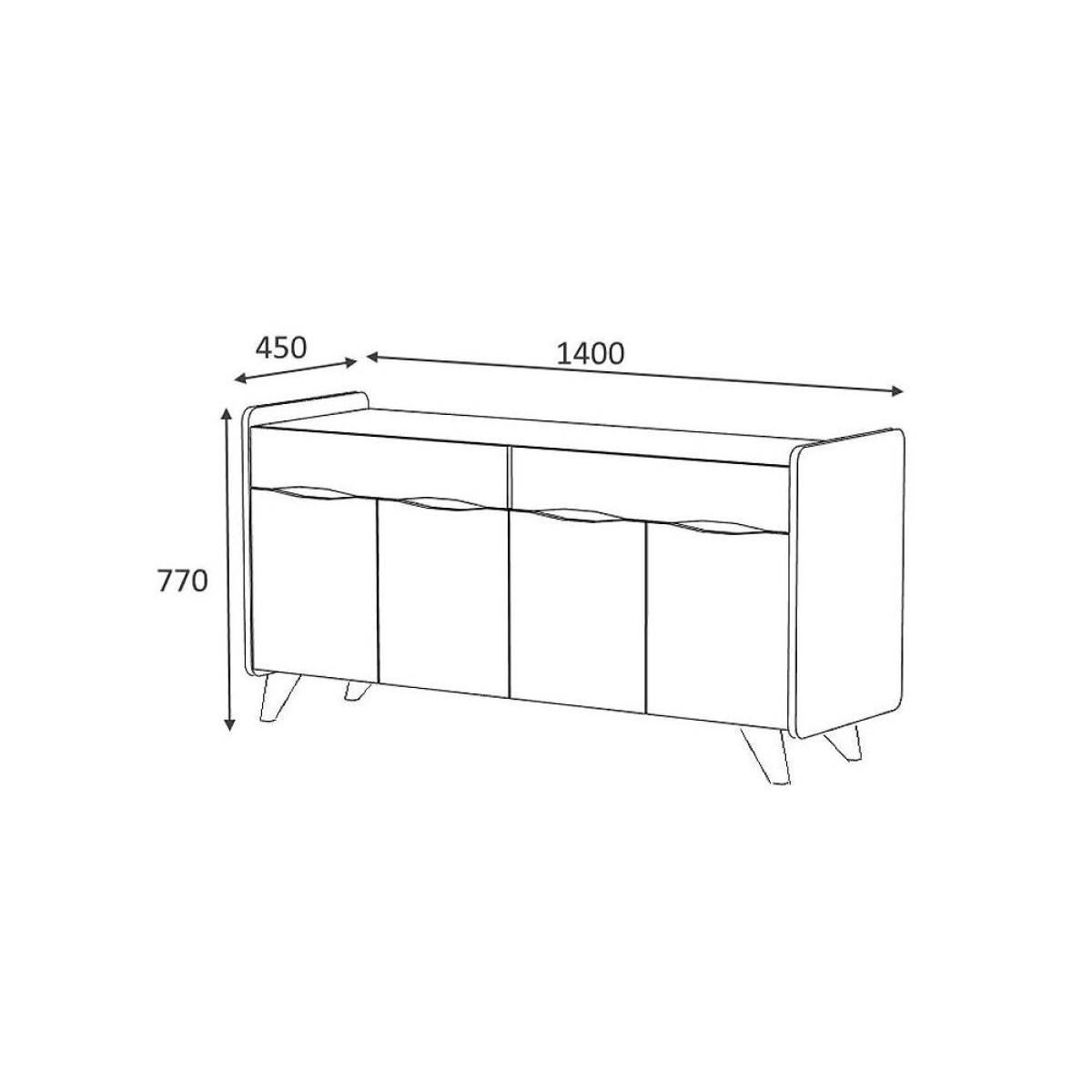 Μπουφές μελαμίνης Sila  χρώμα λευκό 140x45x72εκ.