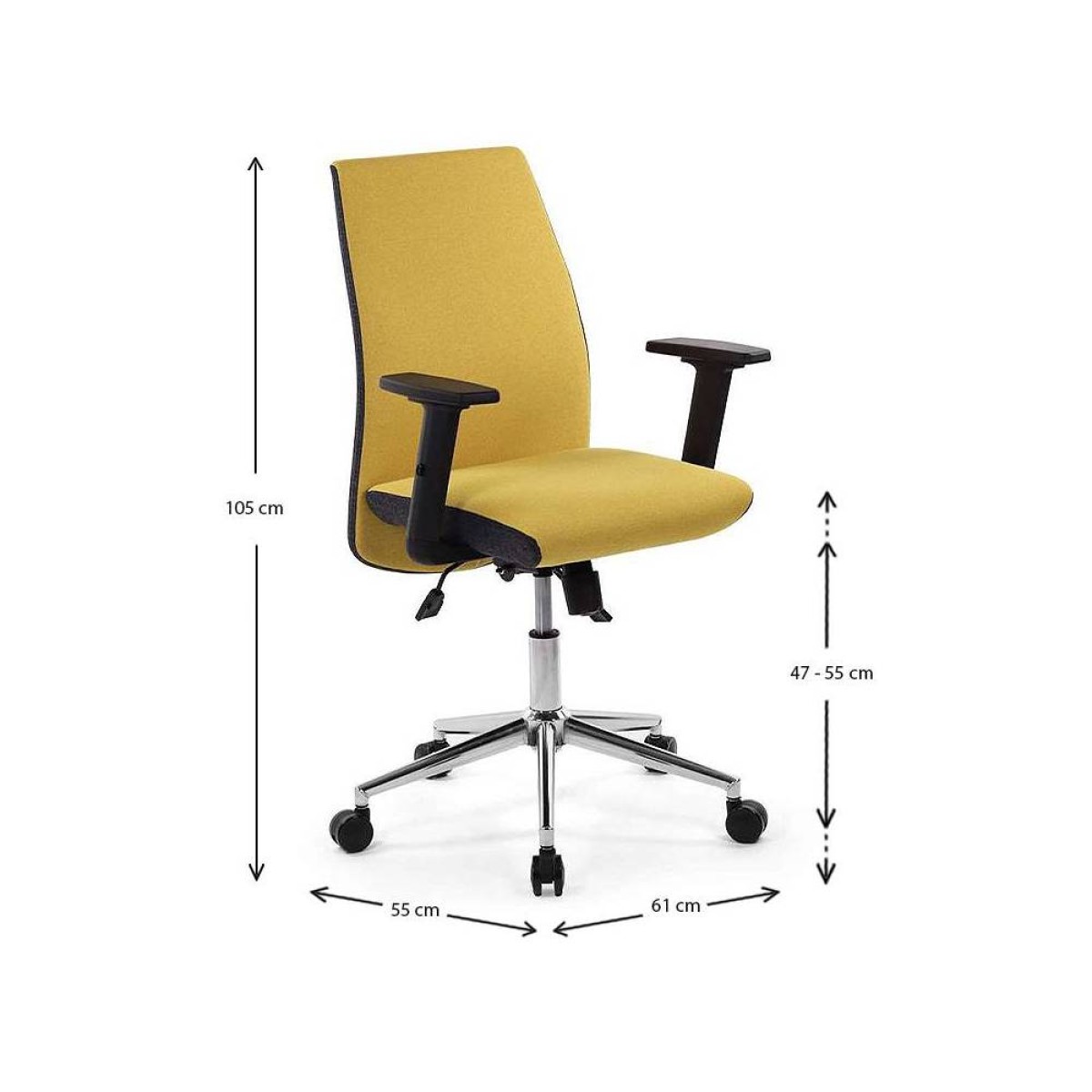 Καρέκλα εργασίας Finn  υφασμάτινη χρώμα μουσταρδί 61x55x105-113εκ.