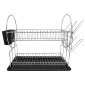 Ankor Διώροφη Μεταλλική Πιατοθήκη (50x24x34) Μαύρη με Στόμιο Αποστράγγισης & Κουταλοθήκη