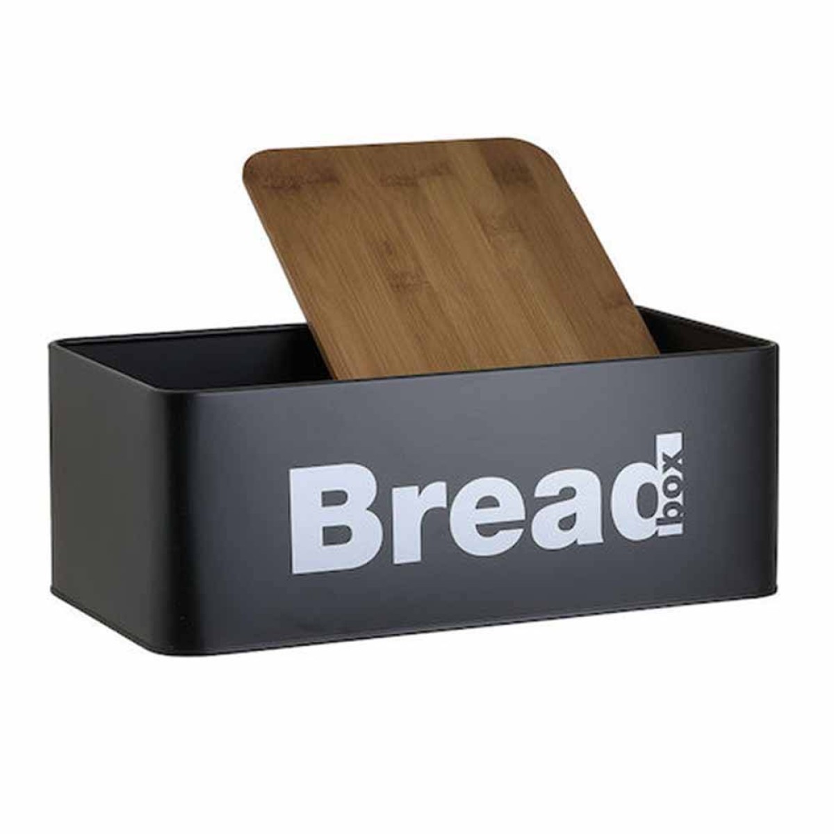 Ψωμιέρα (33x18x12) Μεταλλική + Σετ 3 Δοχεία Καφέ-Ζάχαρη-Τσάι (10x10x13.5) Sidirela Black Ε-4209-1