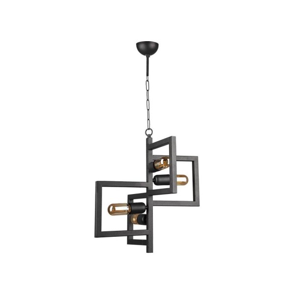 Φωτιστικό οροφής Lucero E27 μεταλλικό τετράφωτο χρώμα μαύρο 42x42x108εκ.