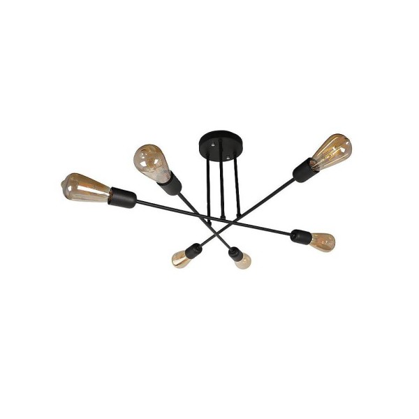 Φωτιστικό οροφής Uriela E27 μεταλλικό εξάφωτο χρώμα μαύρο 64x64x29εκ.