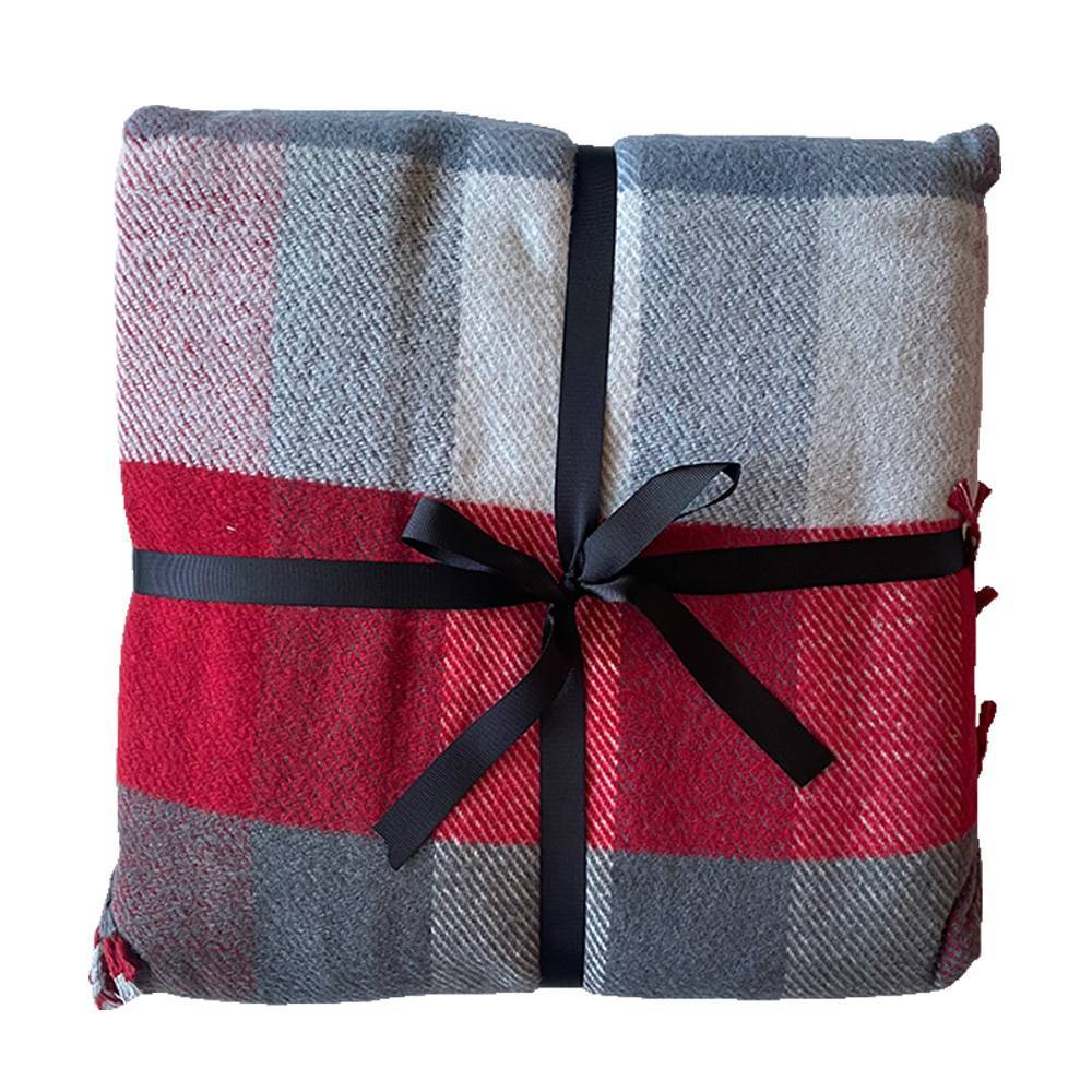 Κουβέρτα - Ριχτάρι από βαμβάκι και ακρυλικό 150x200cm καρώ κόκκινο-μπλε-λευκό χρώμα TNS 39-800-0026