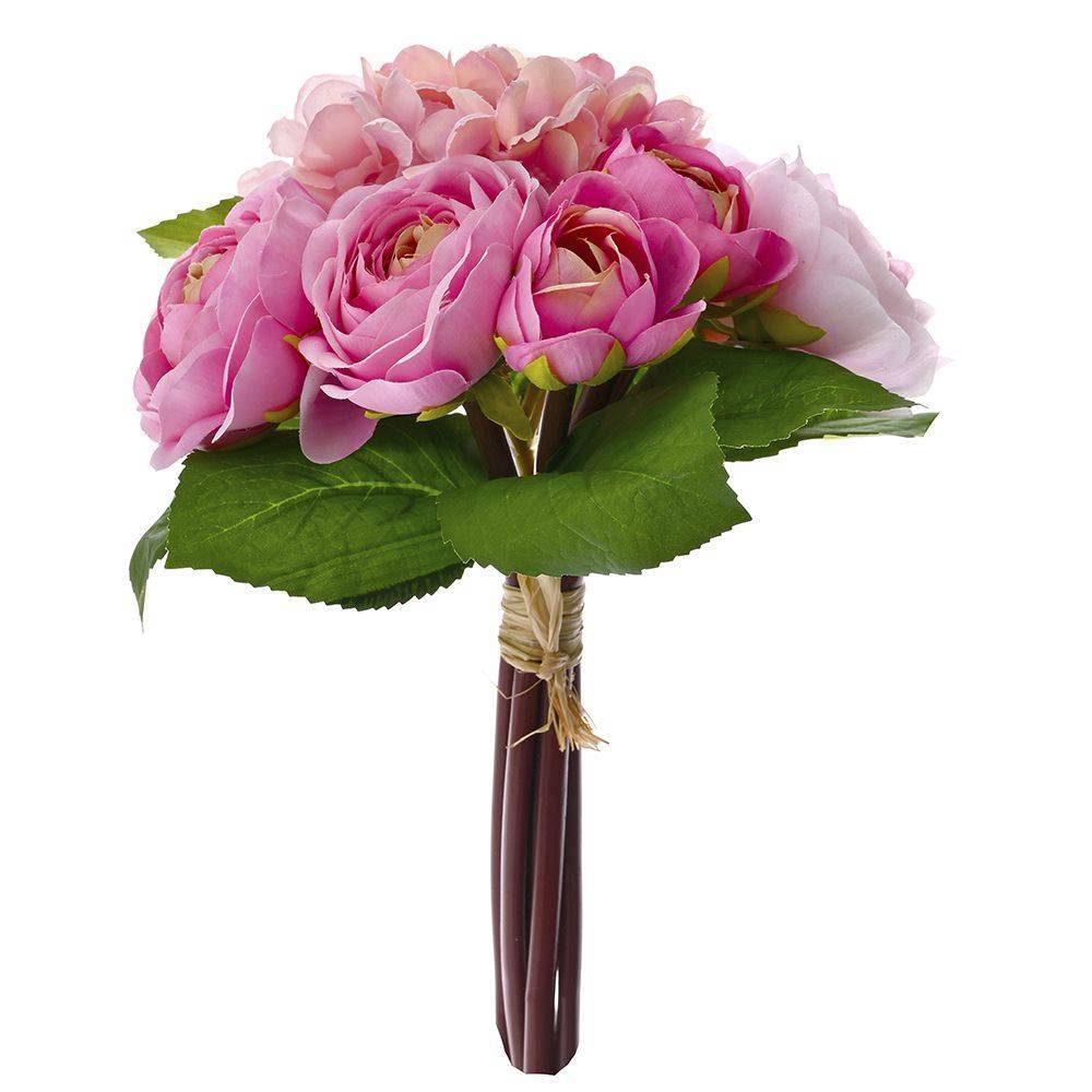 Μπουκέτο ύψους 32cm με mix λουλουδιών σε ροζ αποχρώσεις Iliadis 77920