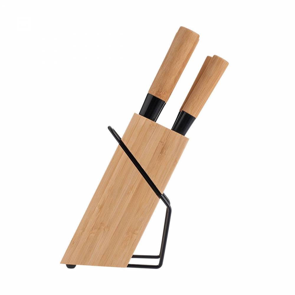 Μαχαίρια σετ 5τμχ ανοξείδωτα με bamboo λαβή και bamboo βάση Estia 01-12854