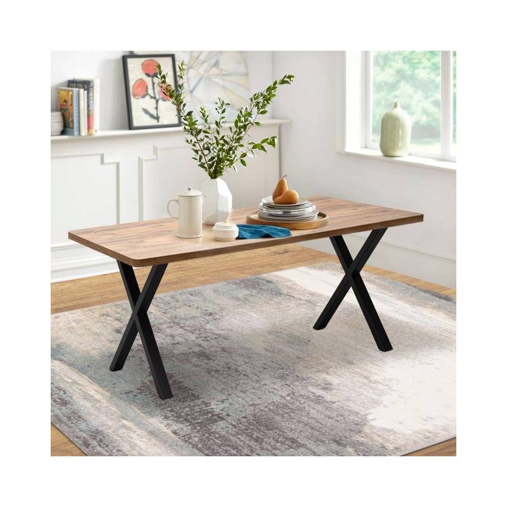 Τραπέζι Jeremy Megapap Mdf - μεταλλικό χρώμα ακακίας 160x80x75εκ.