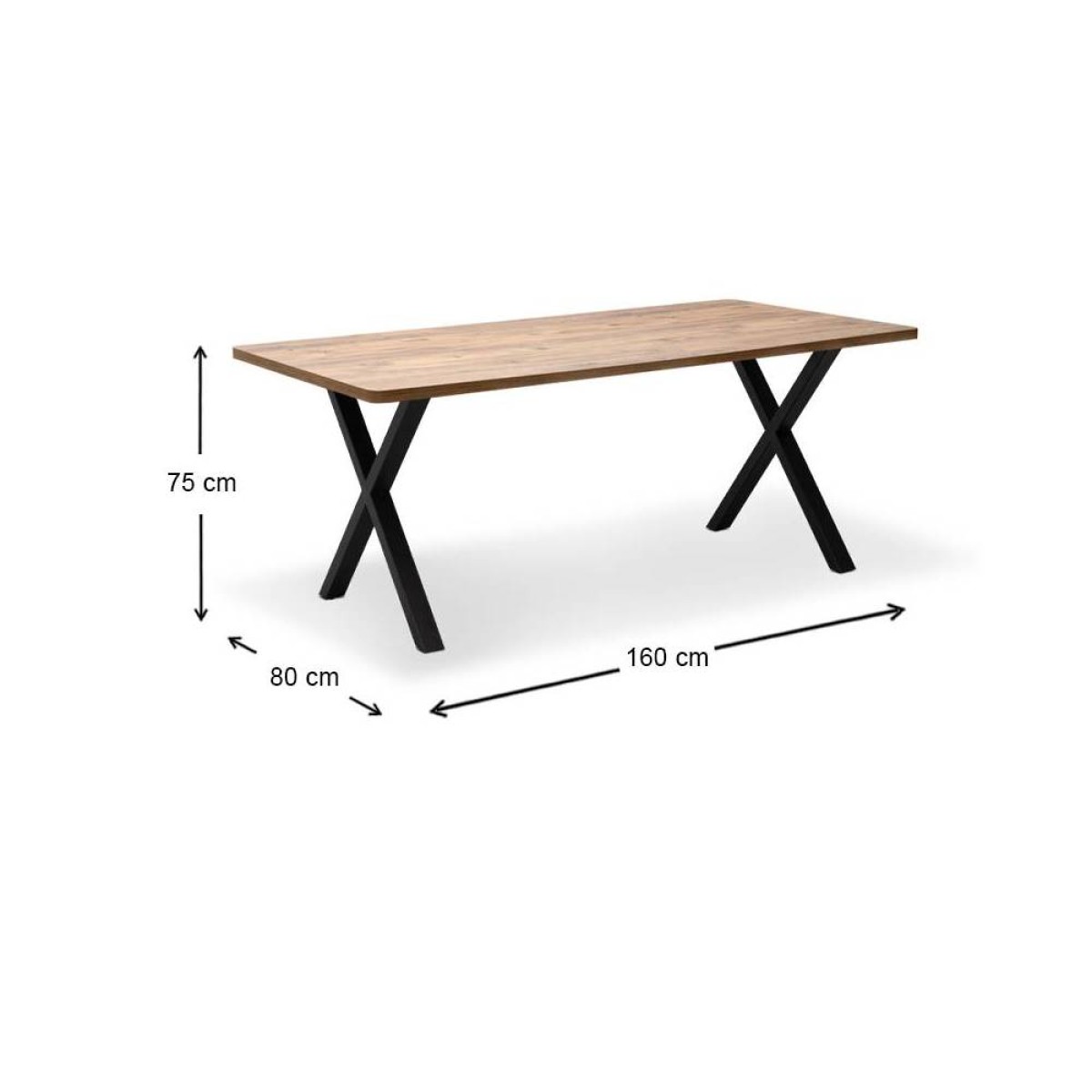 Τραπέζι Jeremy  Mdf - μεταλλικό χρώμα ακακίας 160x80x75εκ.