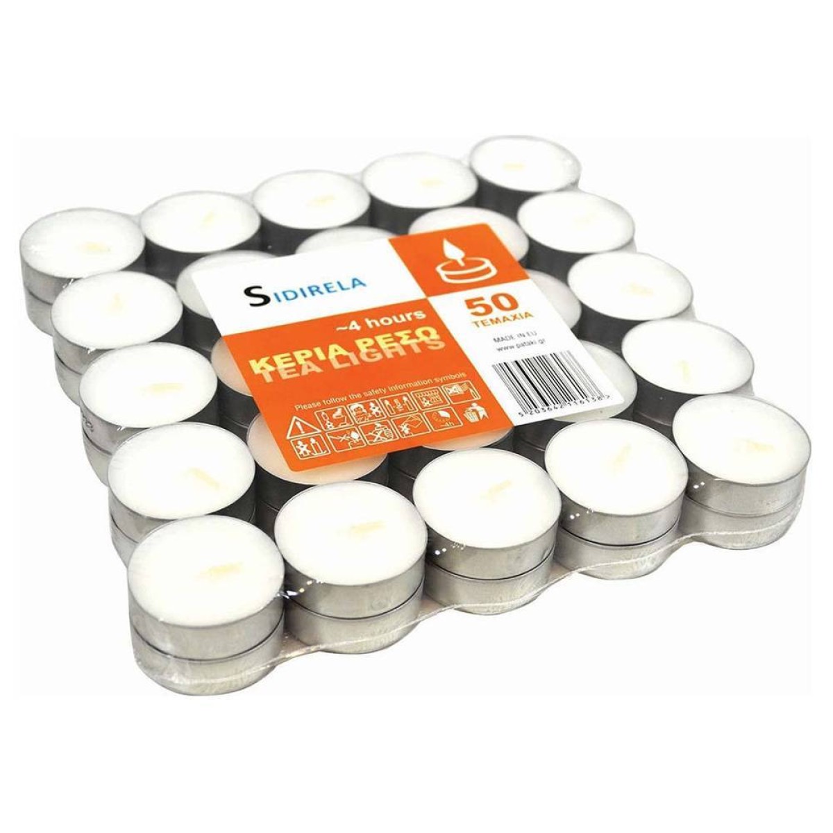 Sidirela Σετ Κεριά Ρεσώ 50τμχ Λευκά – Καύση έως 4 Ώρες