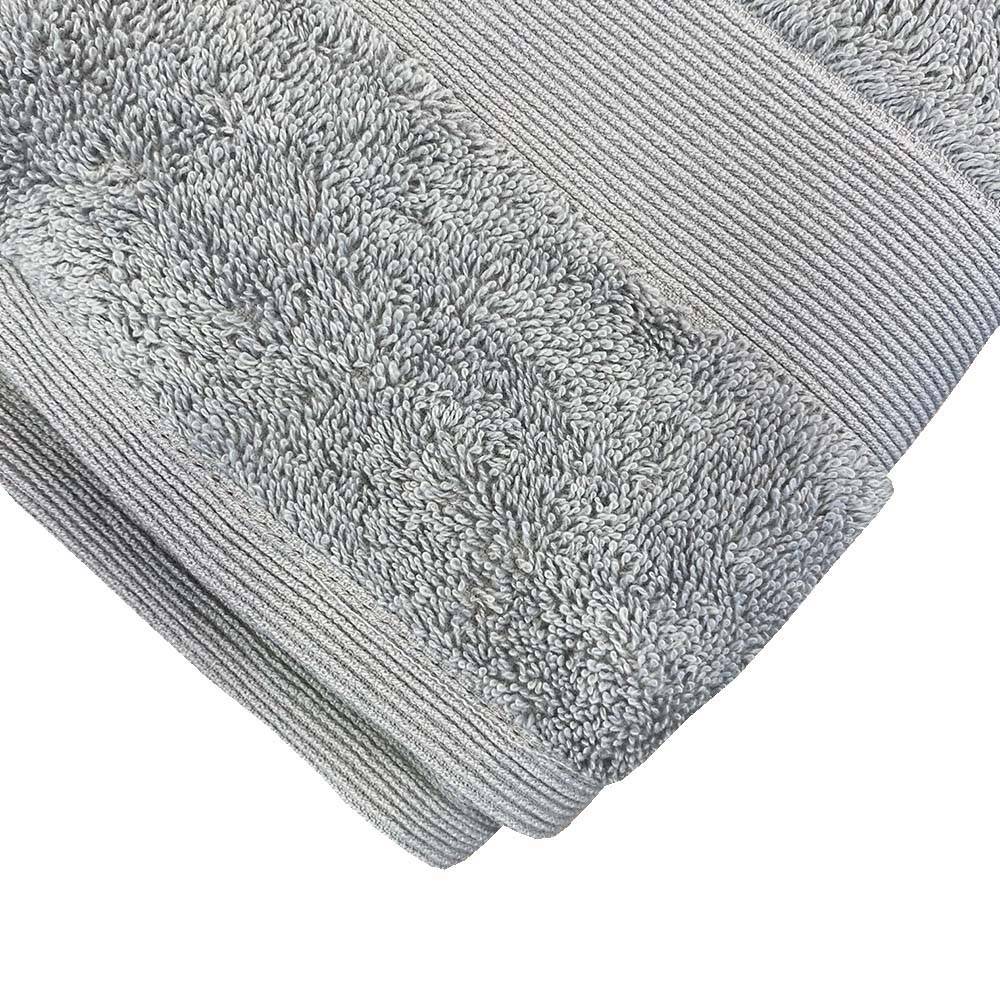 Πετσέτα προσώπου 100% βαμβακερή 600grs με μπορντούρα με ανάγλυφες ρίγες 50x90cm ανοιχτό γκρι χρώμα TNS 39-950-0414-2