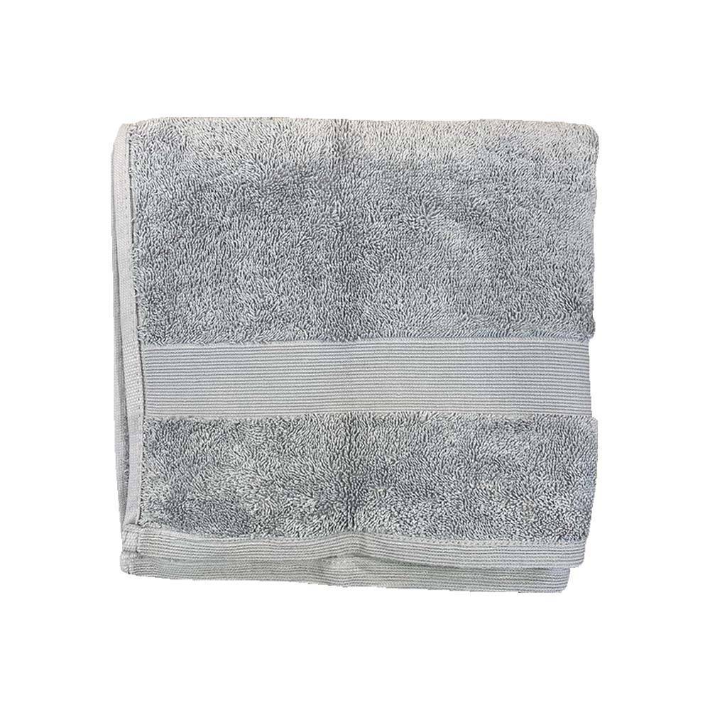 Πετσέτα προσώπου 100% βαμβακερή 600grs με μπορντούρα με ανάγλυφες ρίγες 50x90cm ανοιχτό γκρι χρώμα TNS 39-950-0414-2