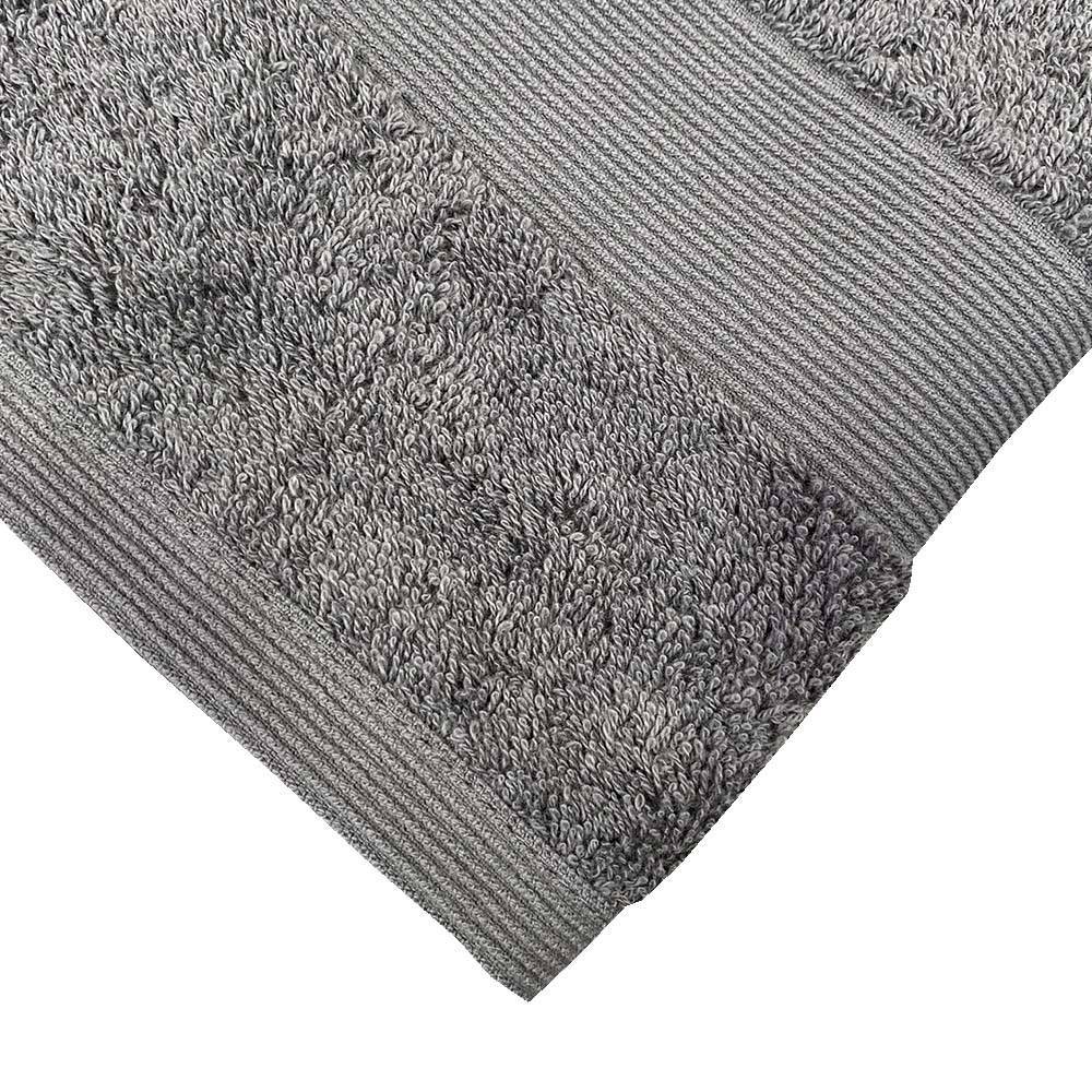 Πετσέτα προσώπου 100% βαμβακερή 600grs με μπορντούρα με ανάγλυφες ρίγες 50x90cm σκούρο γκρι χρώμα TNS 39-950-0414-5