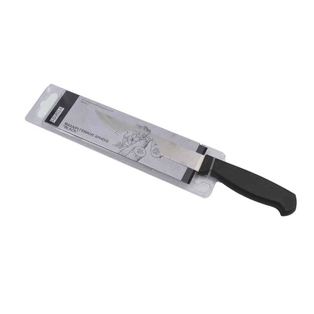 Μαχαίρι Γενικής Χρήσης 23cm με Ανοξείδωτη Λεπίδα Sidirela Black E-3870