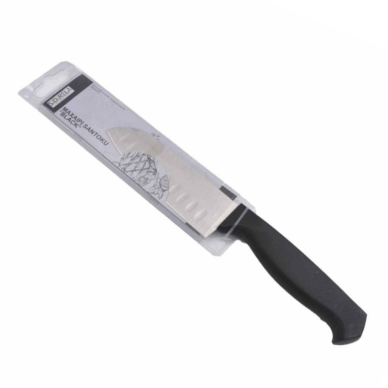 Μαχαίρι Santoku 25cm με Ανοξείδωτη Λεπίδα Sidirela Black E-3871