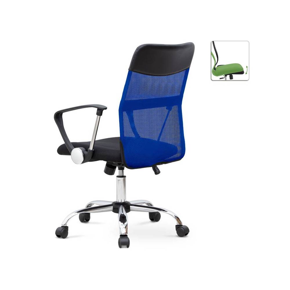Καρέκλα γραφείου Franco Megapap με ύφασμα Mesh χρώμα μπλε - μαύρο 59x57x95/105εκ.