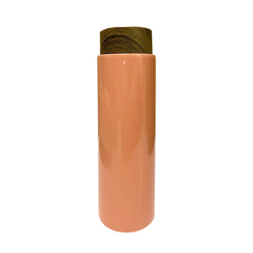 Παγούρι θερμός 400ml σε σομόν χρώμα με βιδωτό καπάκι με εφέ ξύλου TNS 03-950-3784-3