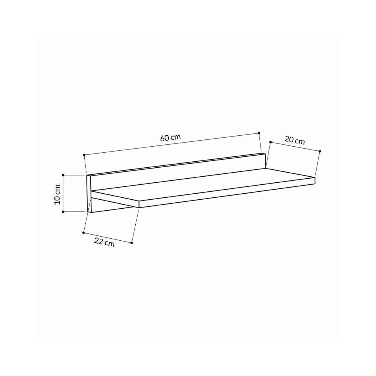 Ραφιέρα τοίχου Simple  μελαμίνης χρώμα λευκό 60x24x10εκ.