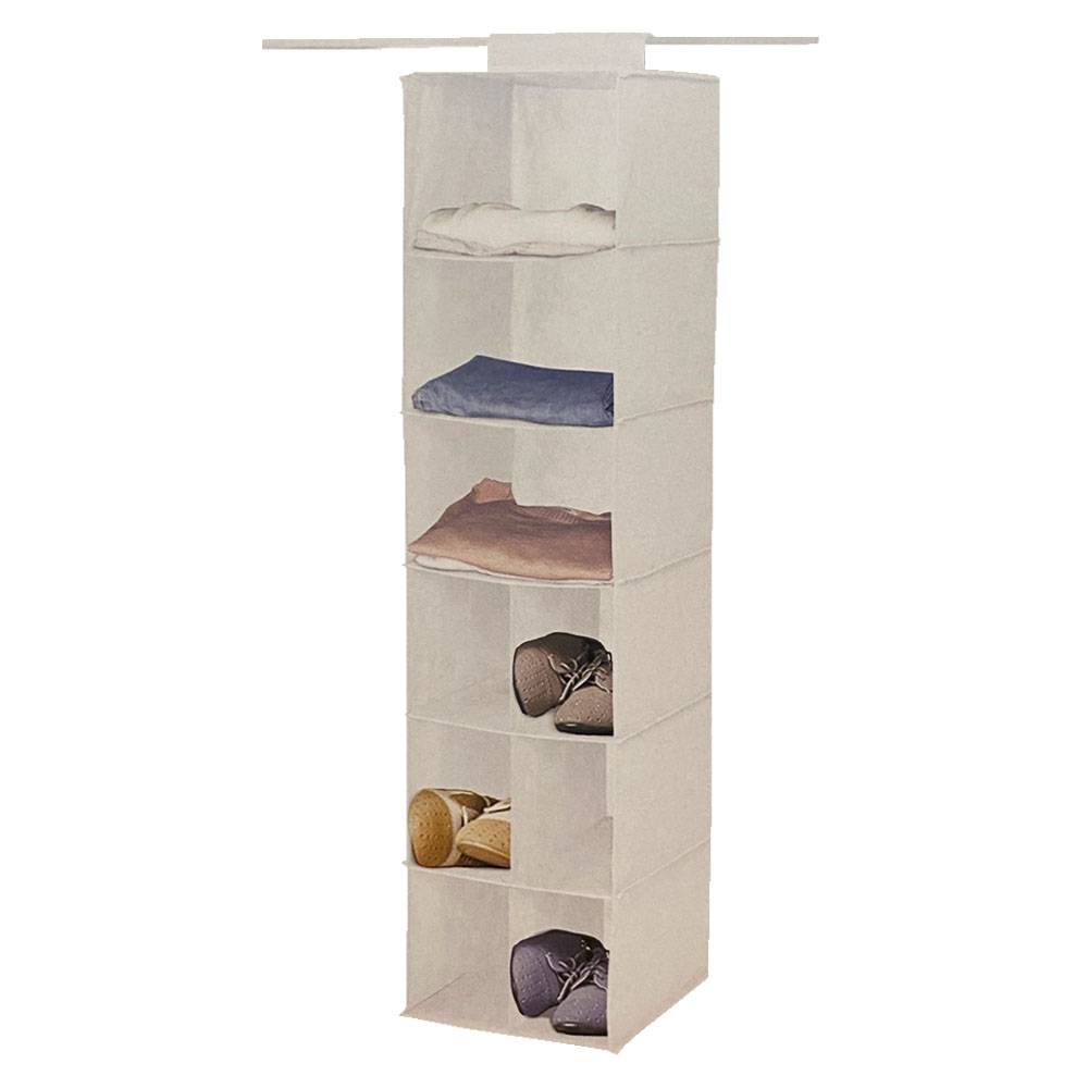 Κρεμαστή Υφασμάτινη Θήκη Οργάνωσης Ντουλάπας 9 Θέσεων (30x30x122) Λευκή 
