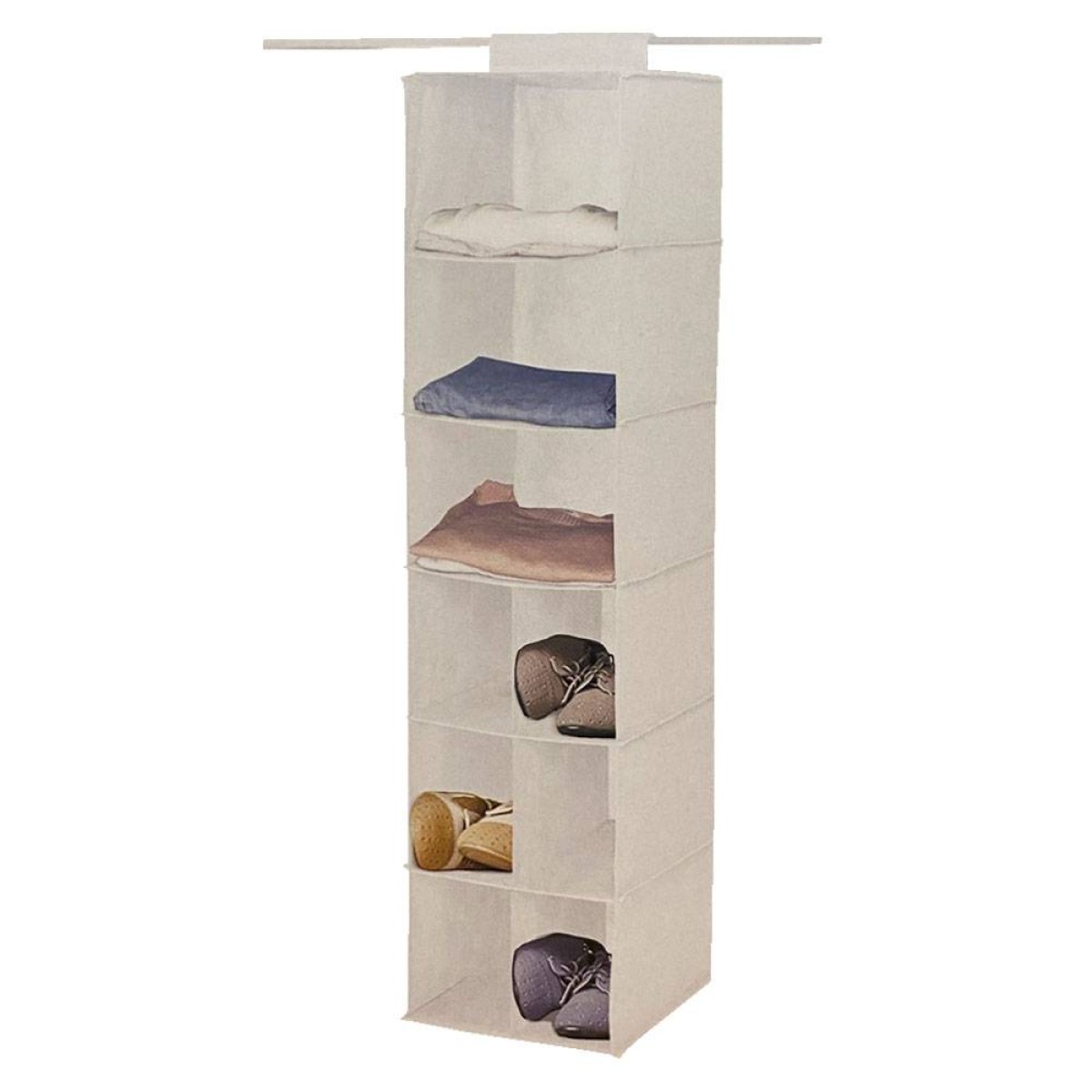 Κρεμαστή Υφασμάτινη Θήκη Οργάνωσης Ντουλάπας 9 Θέσεων (30x30x122) Λευκή 