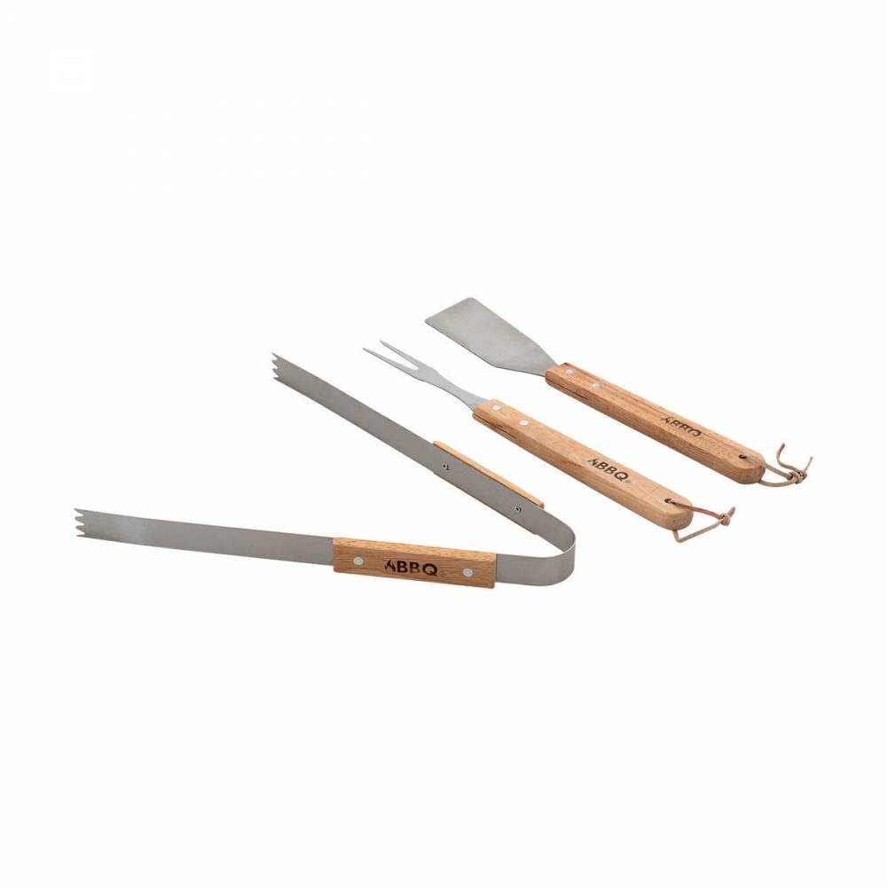 Σετ 3 Εργαλεία BBQ Ανοξείδωτα με ξύλινες λαβές Estia 05-9496