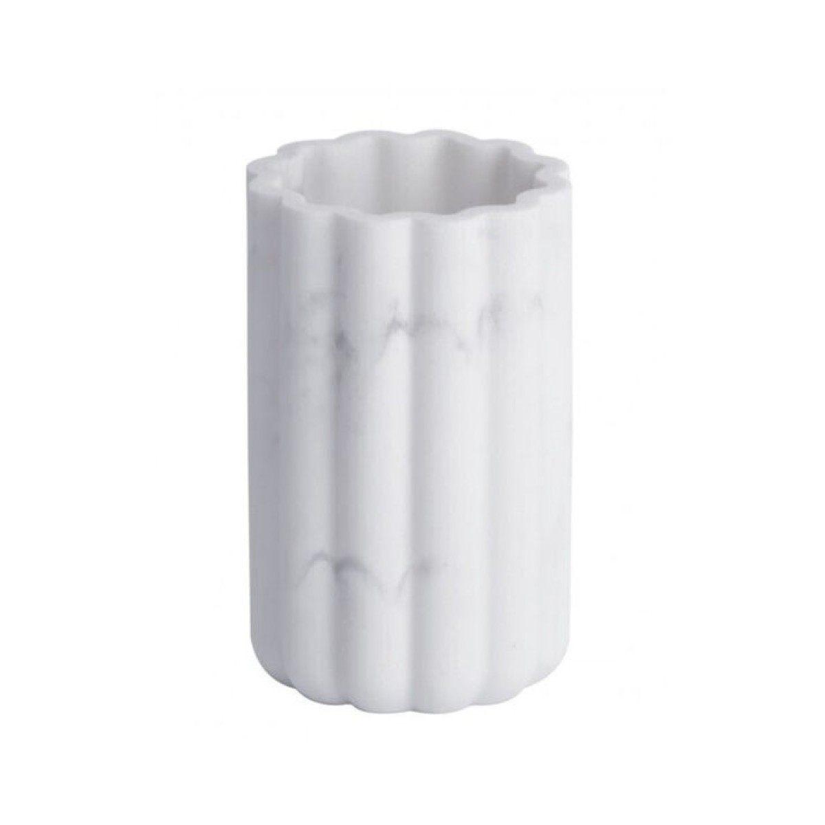 Ποτήρι Οδοντόβουρτσας (Φ7x18.5) Πολυρεζίνης με εφέ μαρμάρου σε λευκό χρώμα Marva Marble 478205