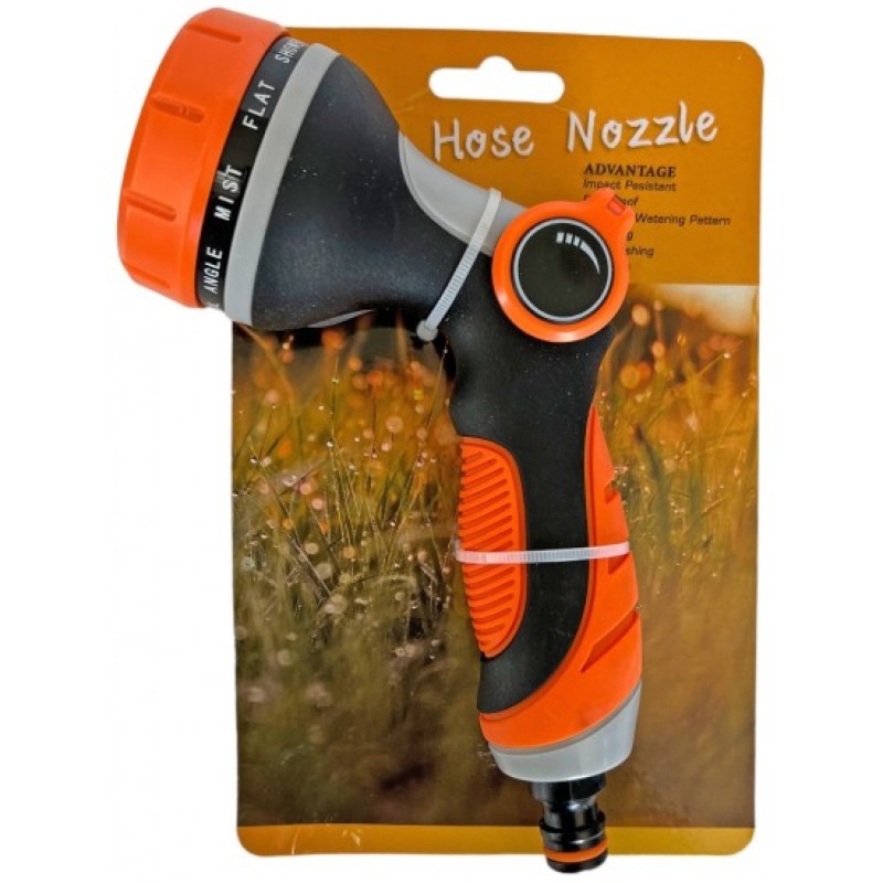 Πιστόλι Ποτίσματος 7 Λειτουργιών με Εργονομική Αντιολισθητική Λαβή – Πορτοκαλί / Μαύρο