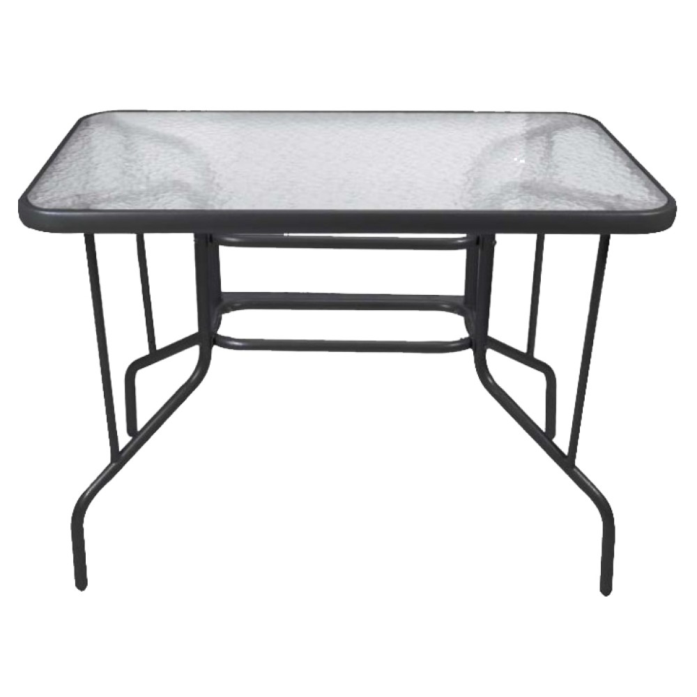 Τραπέζι Κήπου 100x65cm με Μαύρο Μεταλλικό Σκελετό & Γυάλινη Επιφάνεια Ασφαλείας TNS TAB-10065-BL