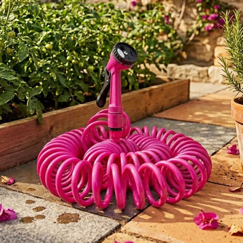 Λάστιχο Κήπου Σπιράλ (15m) με Πιστόλι Ποτίσματος – Φουξ