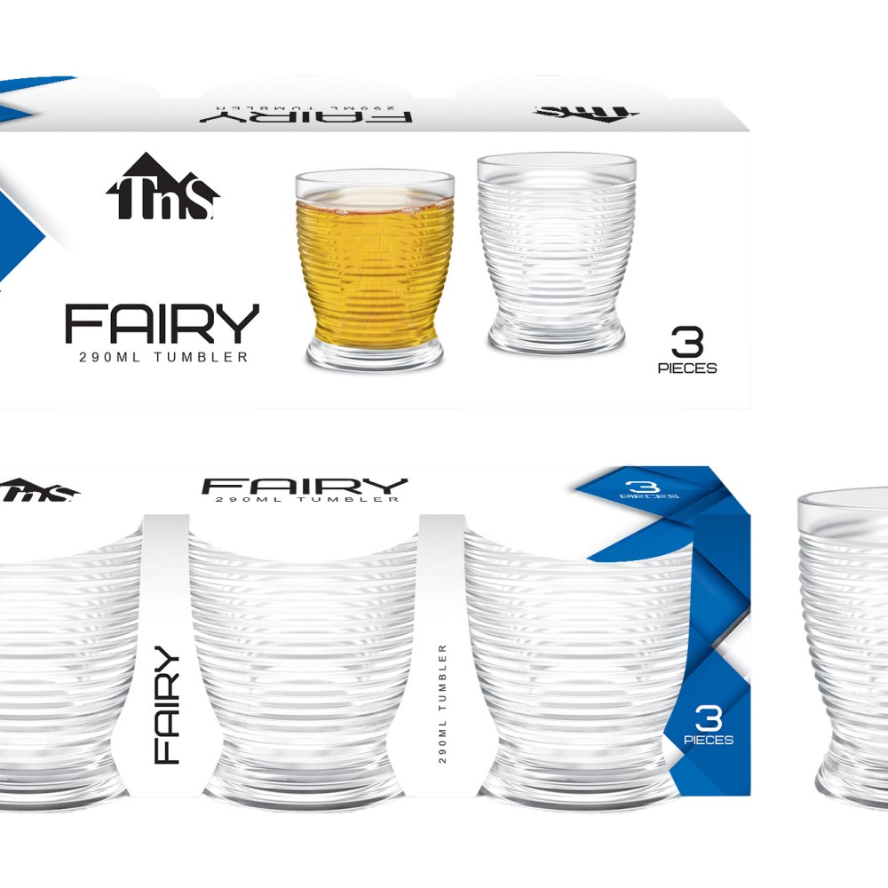 Σετ 3 Ποτήρια Γυάλινα 290ml Διάφανα - TNS Fairy 