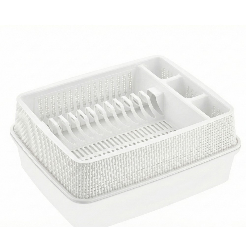 Πλαστική Πιατοθήκη 1 Επιπέδου (39x32x9) Λευκή – Με Ενσωματωμένο Δίσκο