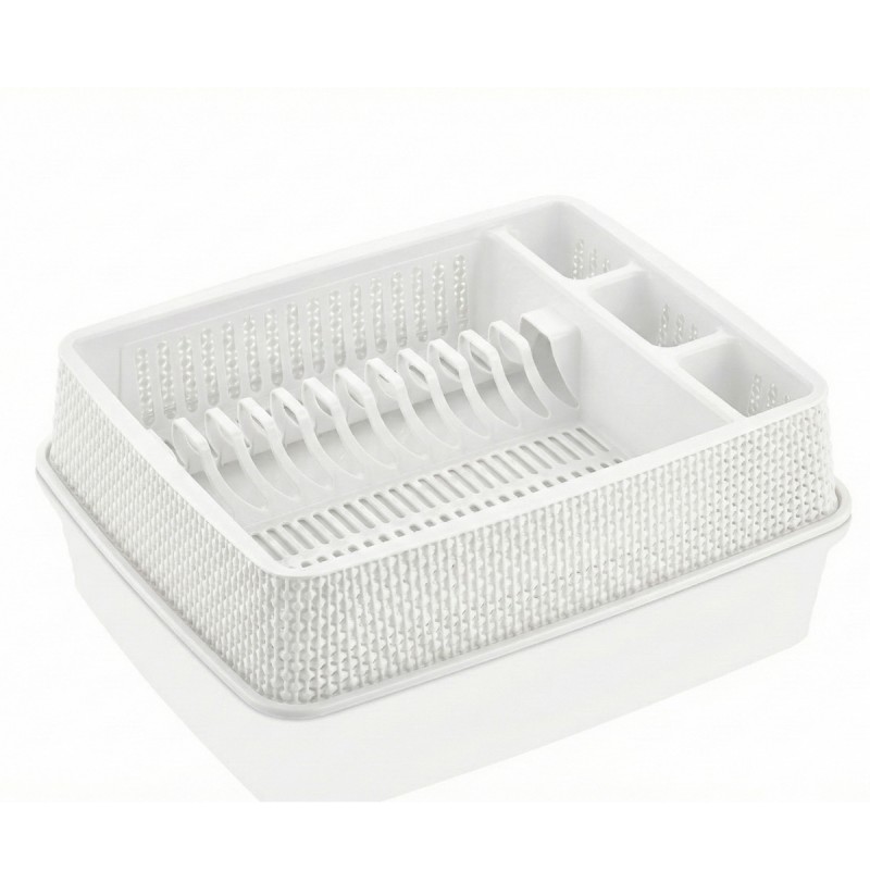 Πλαστική Πιατοθήκη 1 Επιπέδου (39x32x9) Λευκή – Με Ενσωματωμένο Δίσκο