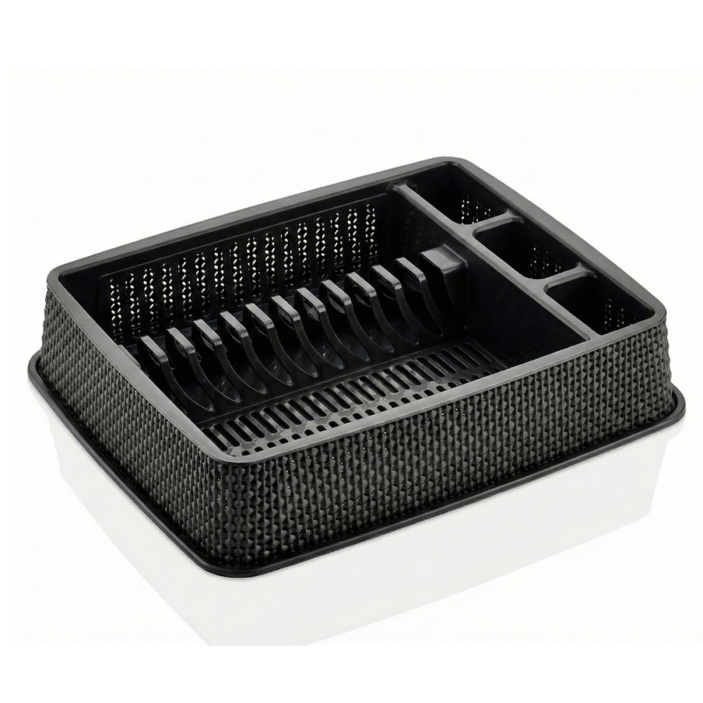 Πλαστική Πιατοθήκη 1 Επιπέδου (39x32x9) Μαύρη – Με Ενσωματωμένο Δίσκο