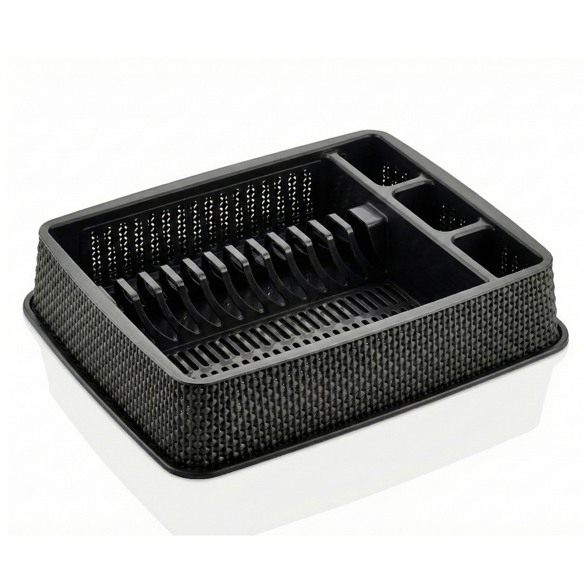 Πλαστική Πιατοθήκη 1 Επιπέδου (39x32x9) Μαύρη – Με Ενσωματωμένο Δίσκο