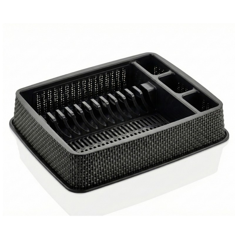 Πλαστική Πιατοθήκη 1 Επιπέδου (39x32x9) Μαύρη – Με Ενσωματωμένο Δίσκο