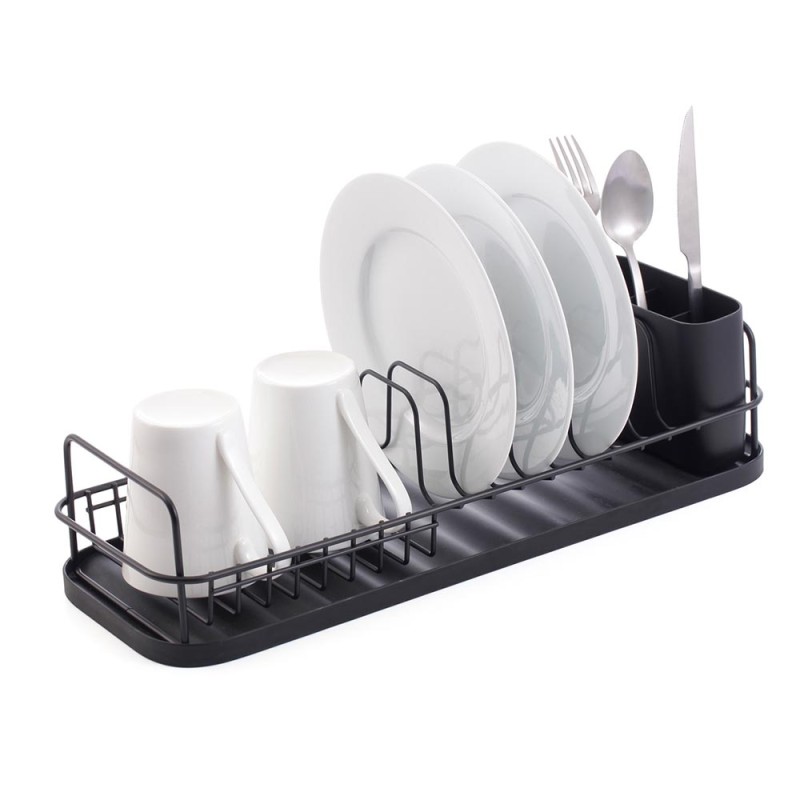 Slim Μεταλλική Πιατοθήκη 1 Επιπέδου (47x17x12) – Με Μαύρο Πλαστικό Δίσκο