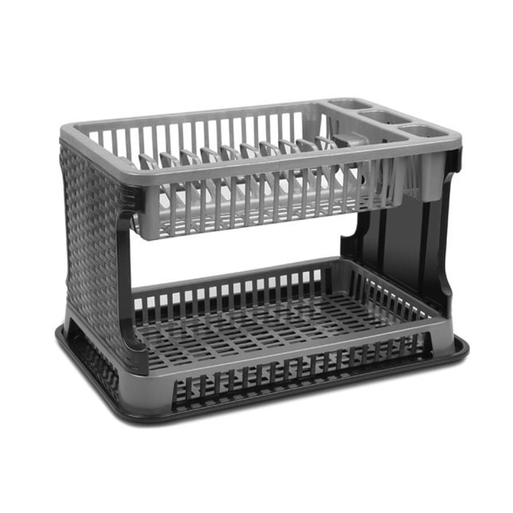 Πιατοθήκη με Δίσκο (44x30x27) Πλαστική 2 Επιπέδων TNS Grey 32-800-1382