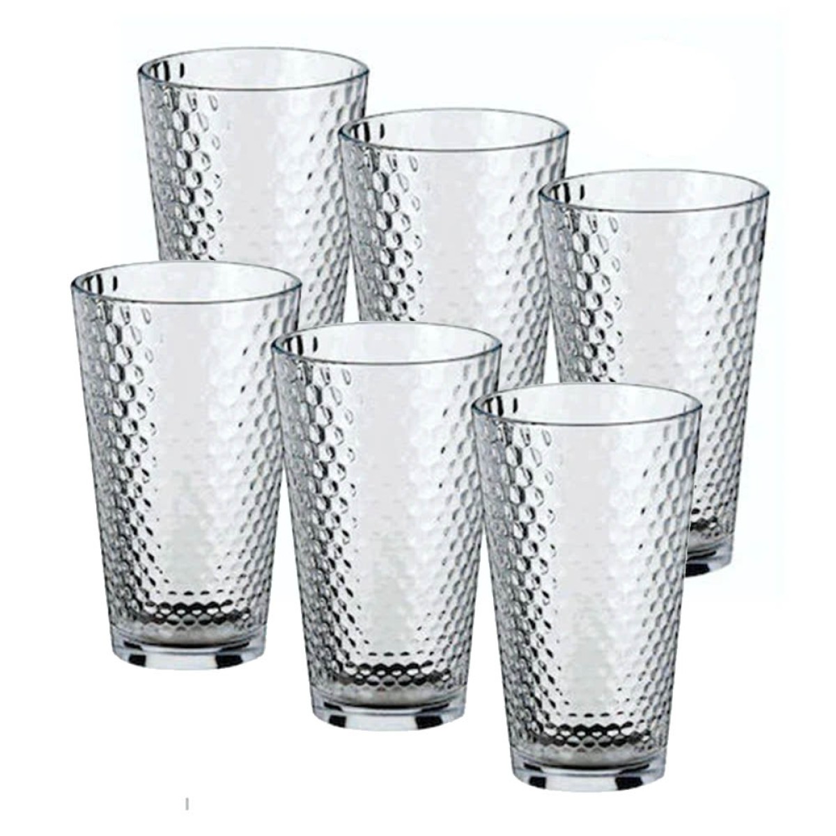 Hexagon Σετ 6 Ποτήρια Σωλήνας 458ml – Διάφανα με Γεωμετρικό Σχέδιο