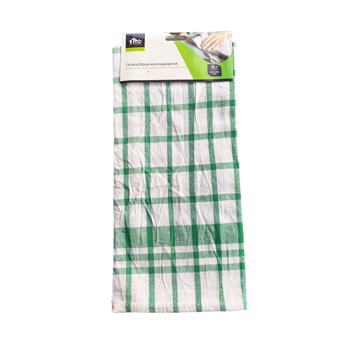 Πετσέτα Κουζίνας 48x68cm βαμβακερή πράσινο & λευκό χρώμα TNS 39-950-2203-2