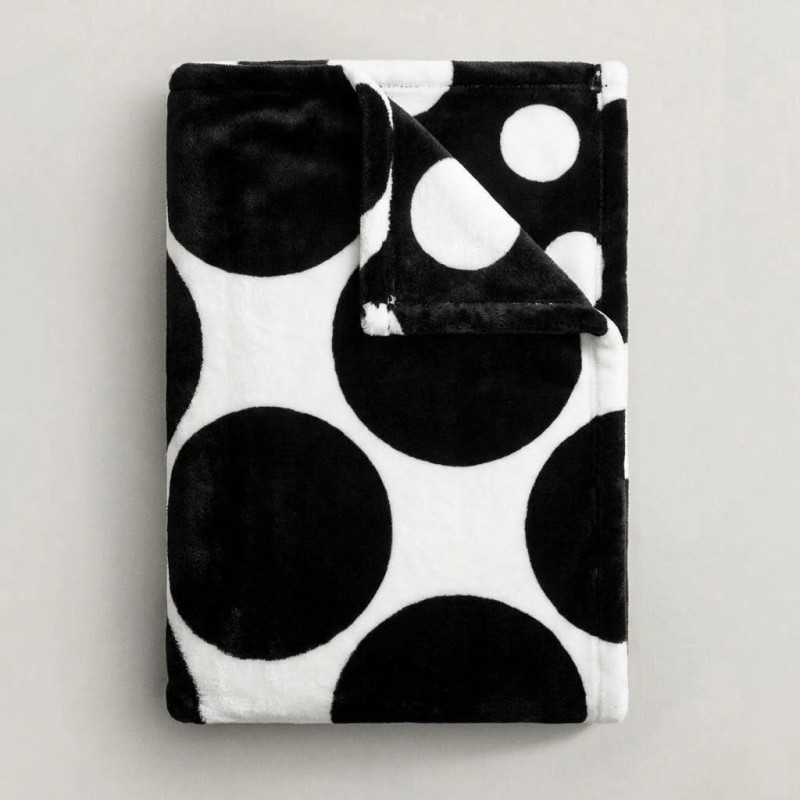 Κουβέρτα Flannel Διπλή (200x220) Super Soft Black & White Dots